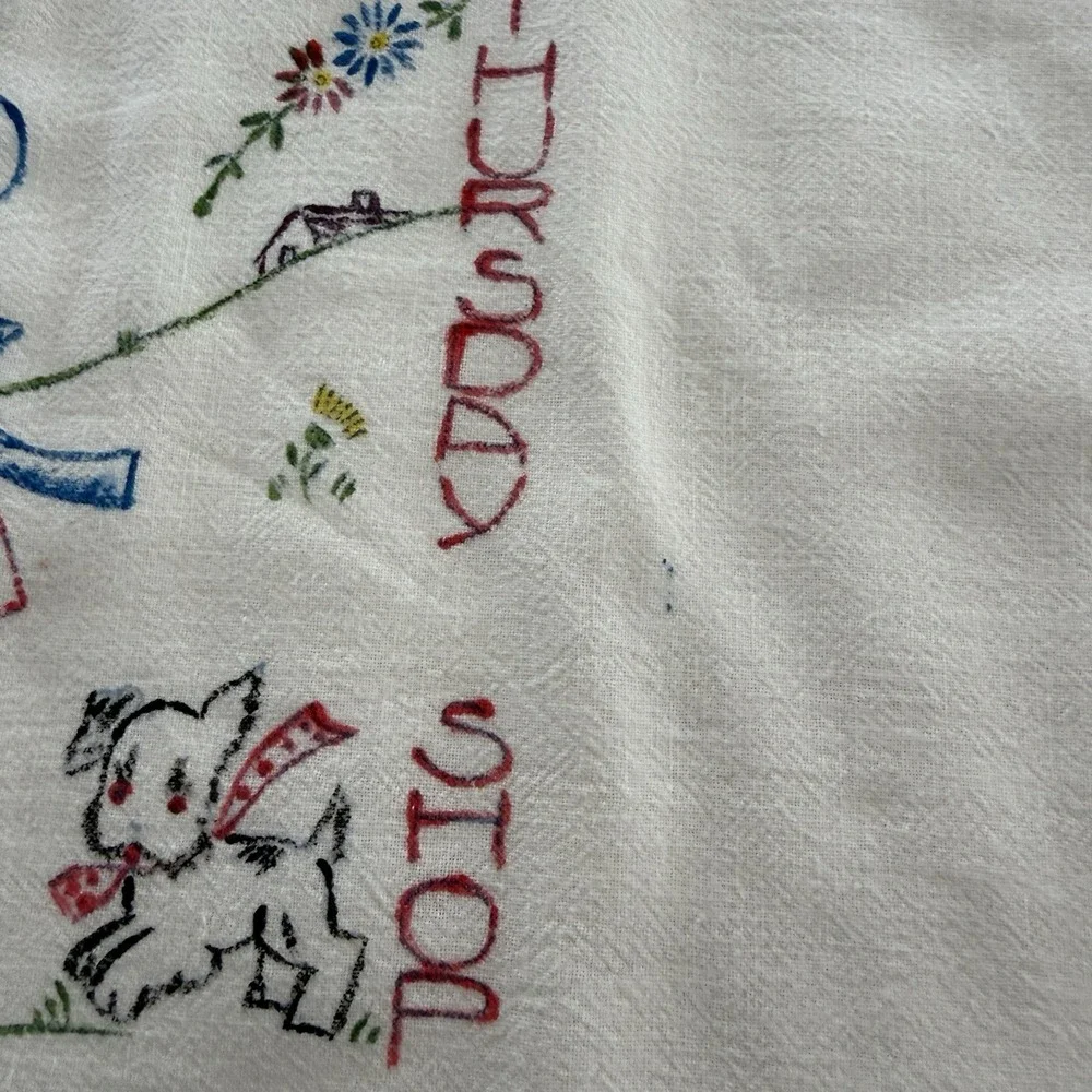 7 Vintage UNEMBROIDERED Sunbonnet Sue‎ Days Of The Week Tea Towel Set READ
